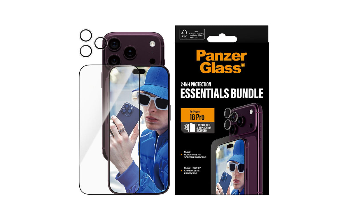 PanzerGlass Displayschutz (Folie), Anti-Fingerprint – für iPhone 18 Pro – mit Applikator