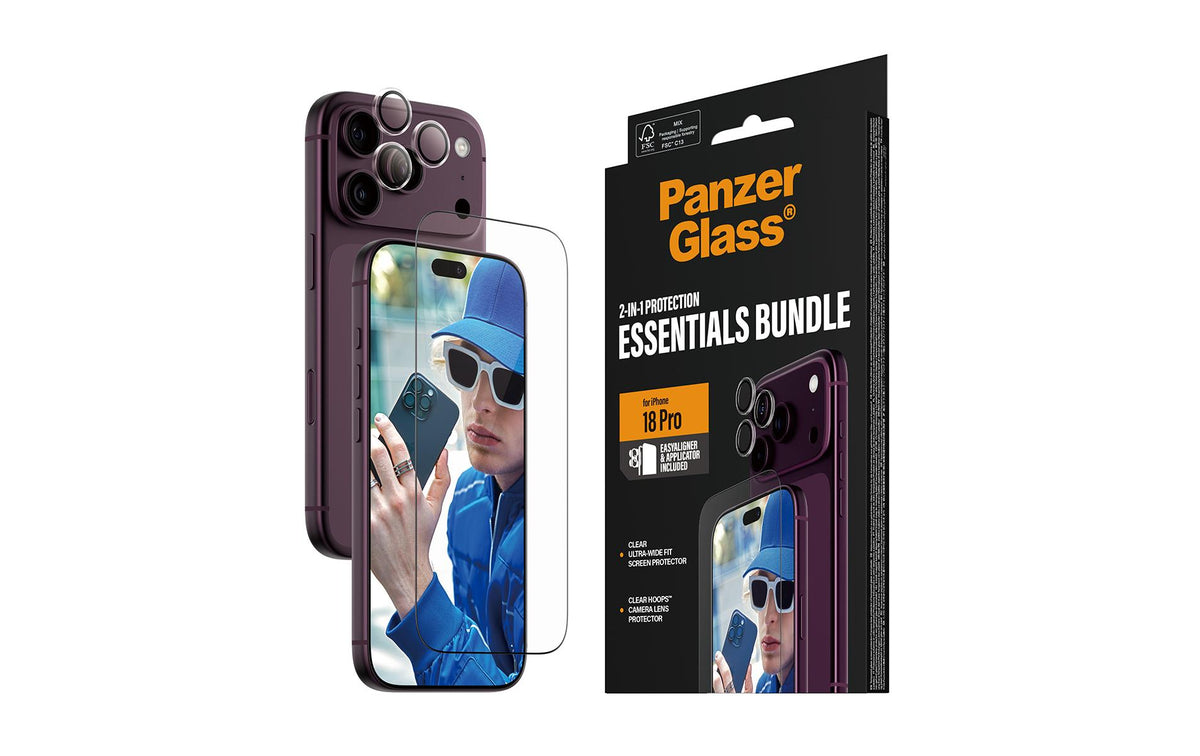 PanzerGlass Displayschutz (Folie), Anti-Fingerprint – für iPhone 18 Pro – mit Applikator