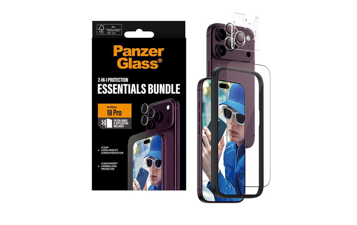 PanzerGlass Displayschutz (Folie), Anti-Fingerprint – für iPhone 18 Pro – mit Applikator