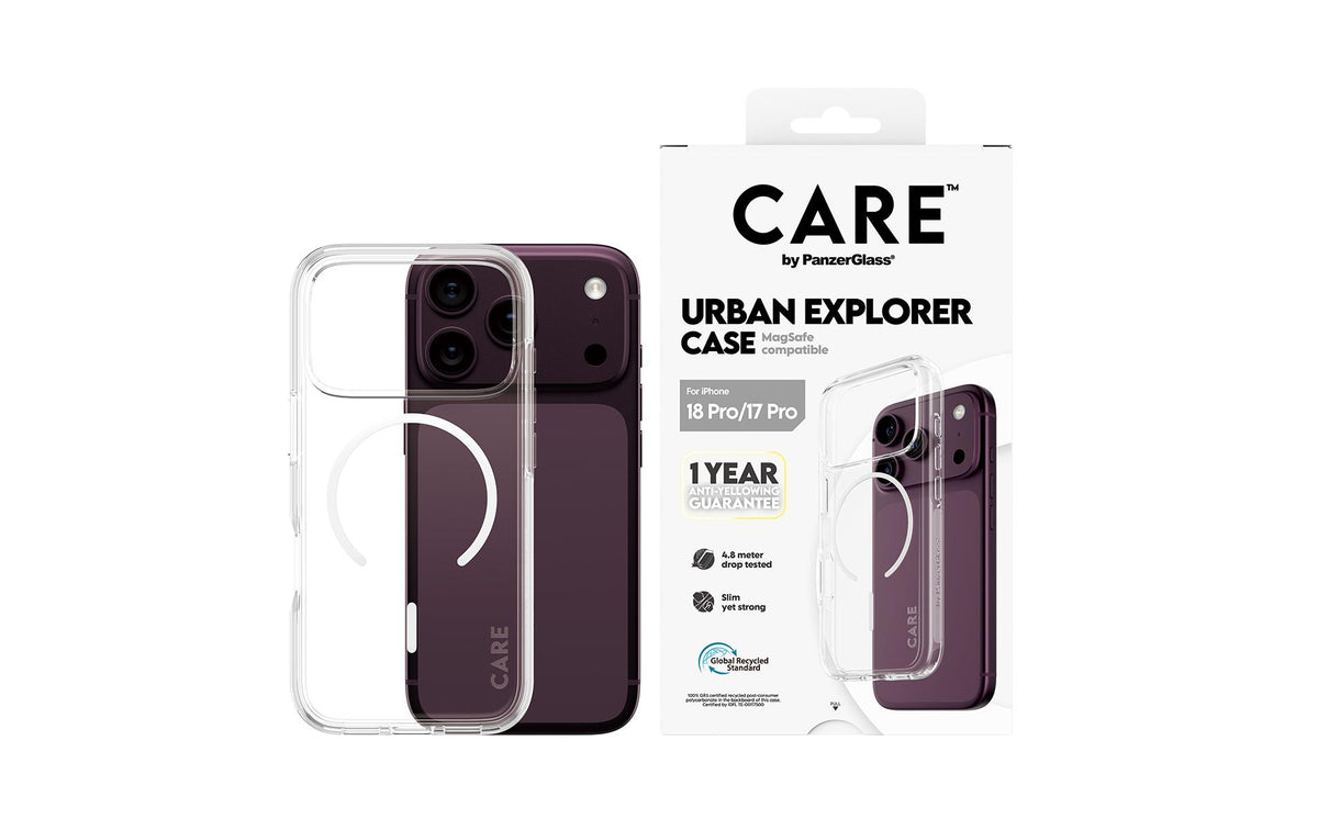 PanzerGlass CARE Urban Explorer Backcover – für Apple iPhone 18 Pro/17 Pro, Transparent, bis 4,8 m sturzsicher