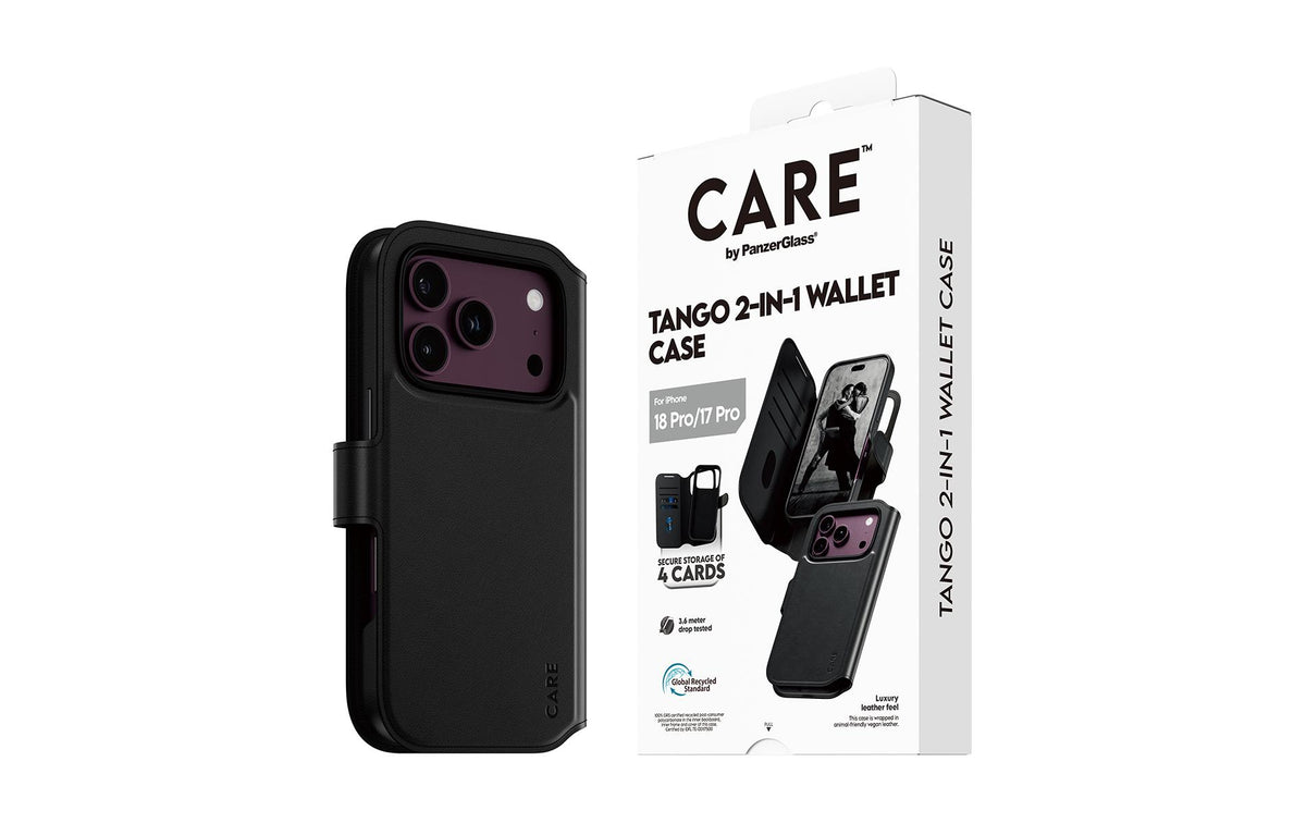 PanzerGlass CARE Tango Wallethülle – für Apple iPhone 18 Pro/17 Pro, MagSafe, PC, Schwarz