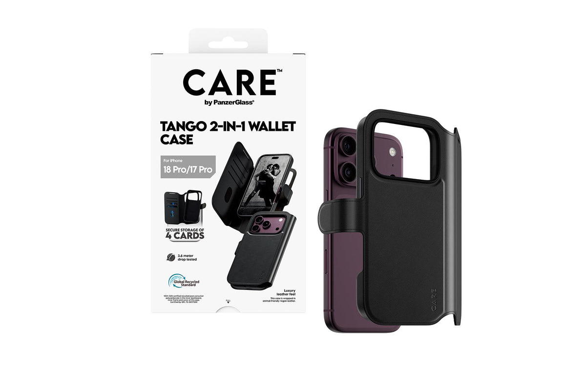 PanzerGlass CARE Tango Wallethülle – für Apple iPhone 18 Pro/17 Pro, MagSafe, PC, Schwarz