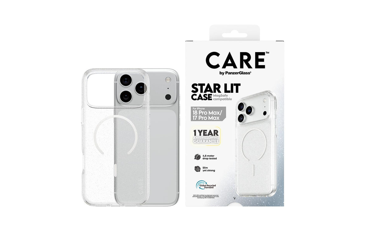 PanzerGlass CARE Backcover – für Apple iPhone 18/17 Pro Max, MagSafe, TPU, Star Lit, bis 4,8 m Sturzsicher