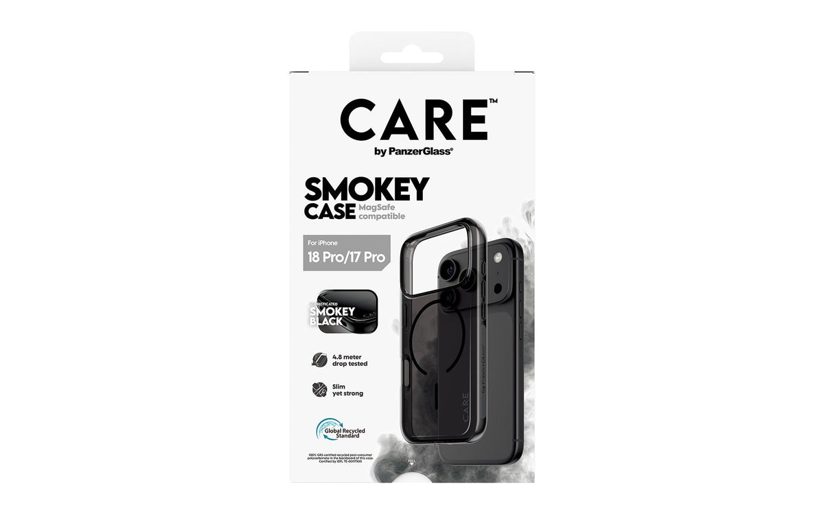 PanzerGlass CARE Smokey Backcover – für Apple iPhone 18 Pro / 17 Pro, Smokey Black, bis 4,8 m sturzsicher