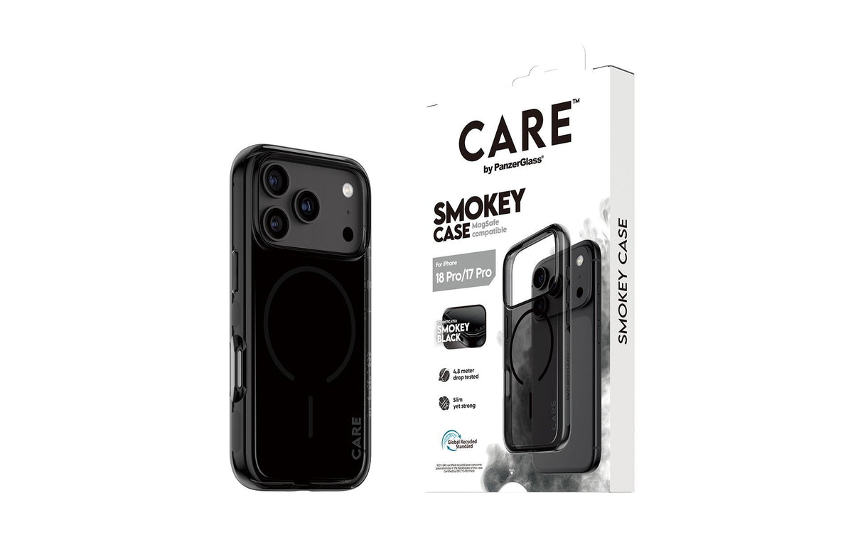 PanzerGlass CARE Smokey Backcover – für Apple iPhone 18 Pro / 17 Pro, Smokey Black, bis 4,8 m sturzsicher