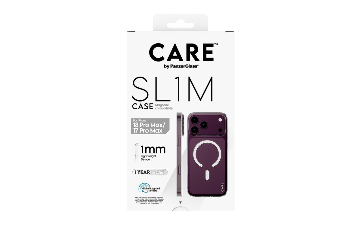 PanzerGlass CARE SL1M Backcover – für Apple iPhone 18 Pro Max, iPhone 17 Pro Max, MagSafe, TPU, Transparent