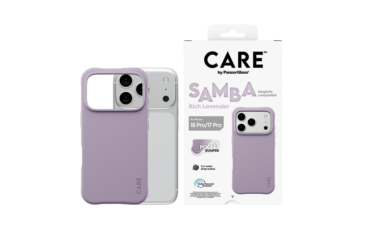 PanzerGlass CARE Samba Backcover – für iPhone 18 Pro / 17 Pro, MagSafe, TPU, Rich Lavender