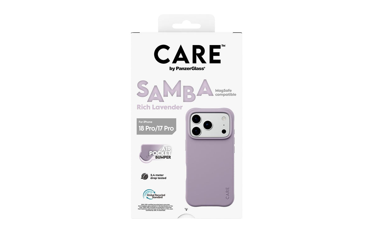 PanzerGlass CARE Samba Backcover – für iPhone 18 Pro / 17 Pro, MagSafe, TPU, Rich Lavender