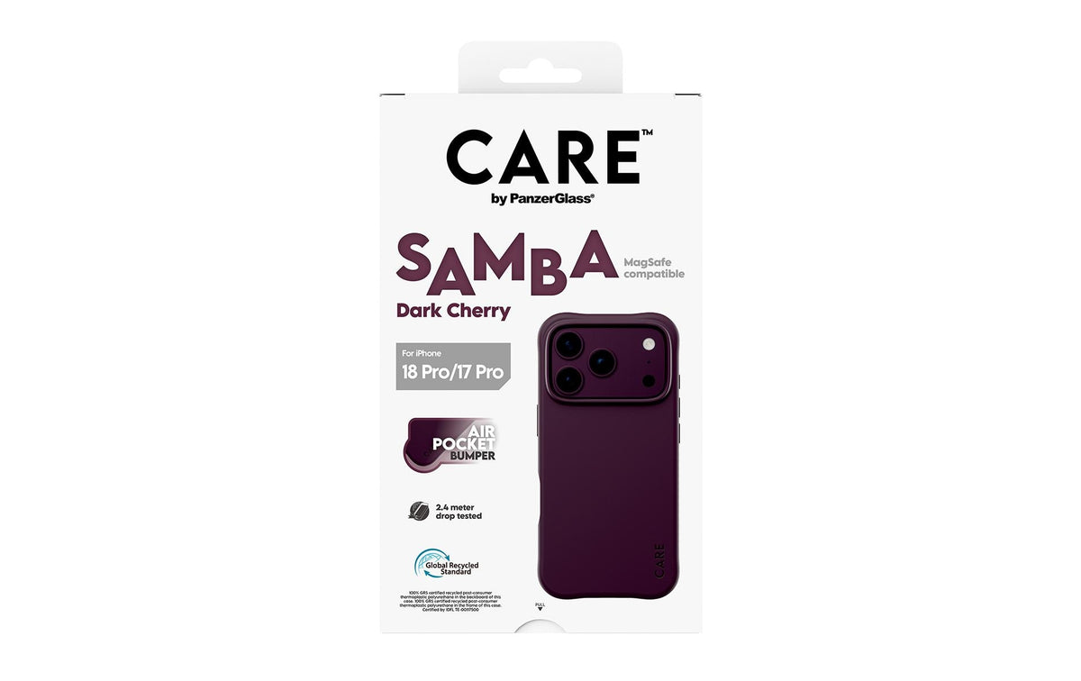 PanzerGlass CARE Samba Backcover – für Apple iPhone 17 Pro / iPhone 18 Pro, MagSafe, TPU, Dark Cherry
