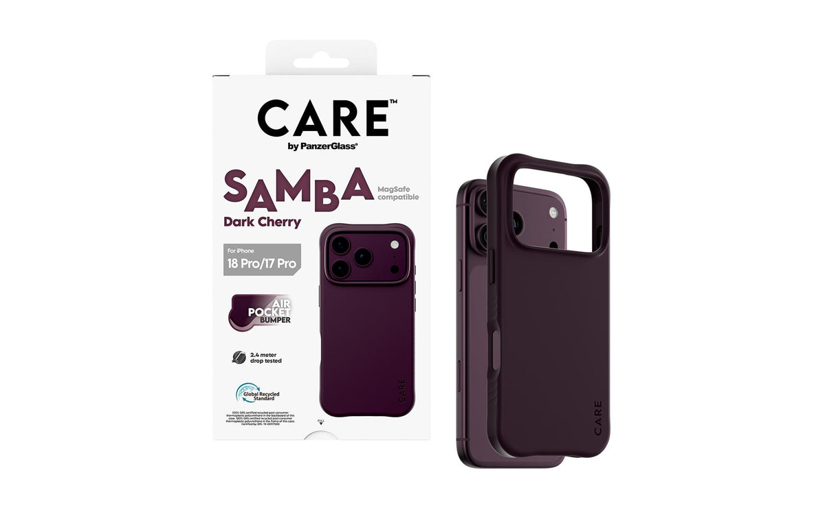 PanzerGlass CARE Samba Backcover – für Apple iPhone 17 Pro / iPhone 18 Pro, MagSafe, TPU, Dark Cherry