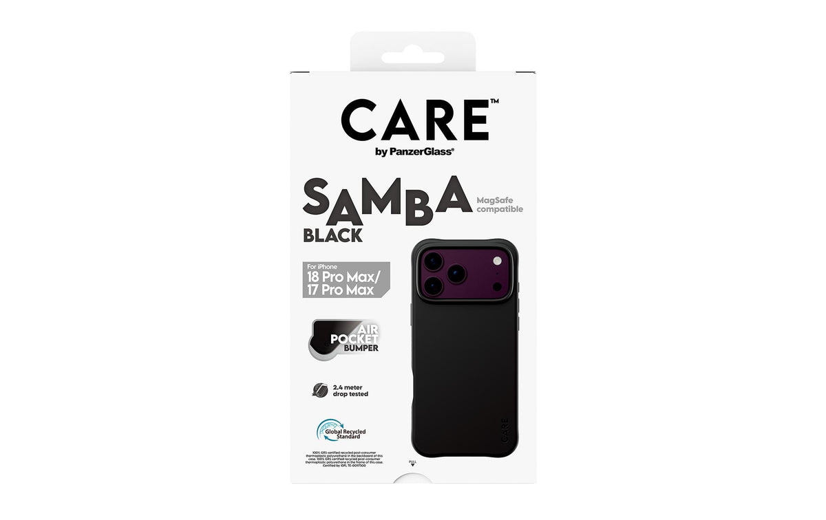 PanzerGlass CARE Samba Backcover – für Apple iPhone 18 Pro Max/17 Pro Max, MagSafe, PU+TPU, schwarz