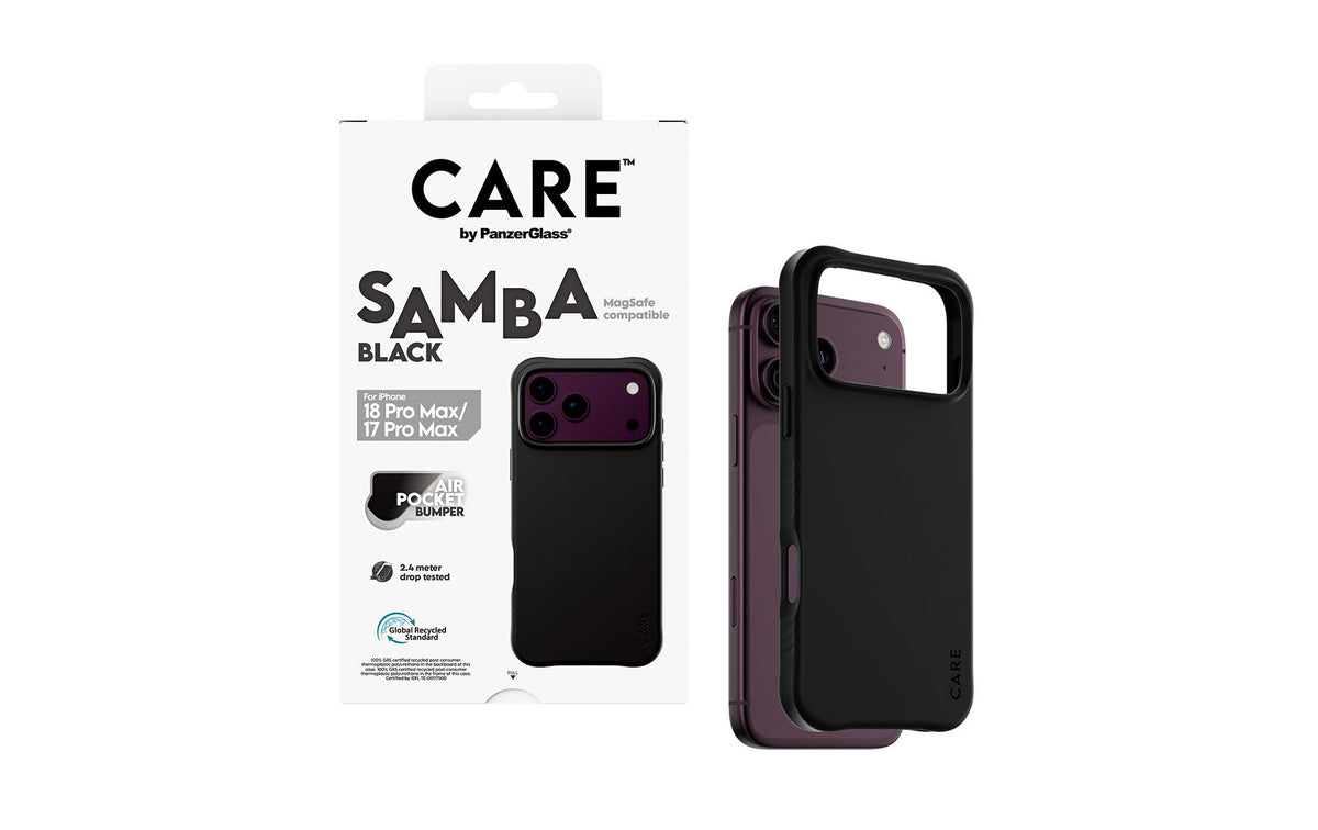 PanzerGlass CARE Samba Backcover – für Apple iPhone 18 Pro Max/17 Pro Max, MagSafe, PU+TPU, schwarz