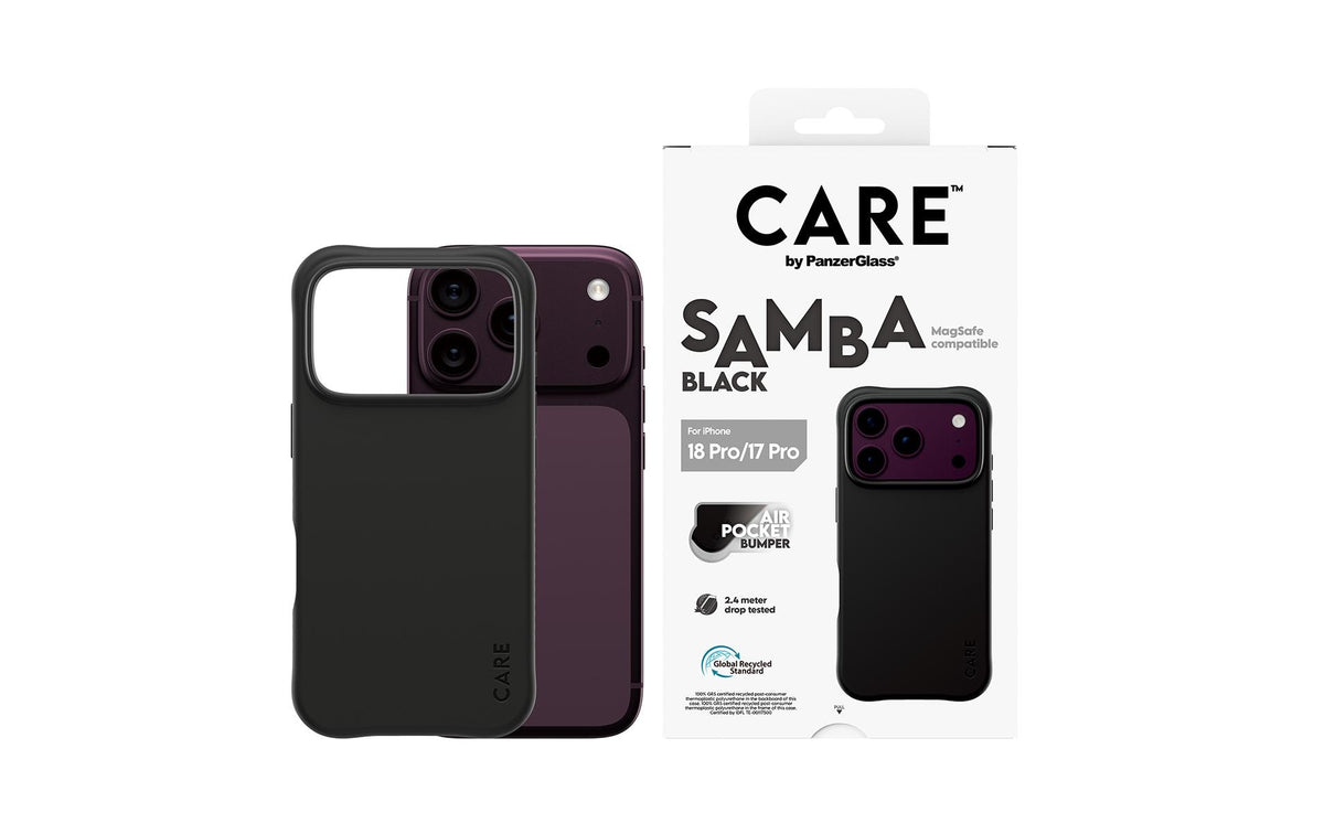 PanzerGlass CARE Samba Backcover – für Apple iPhone 18 Pro / iPhone 17 Pro, MagSafe, TPU, Schwarz