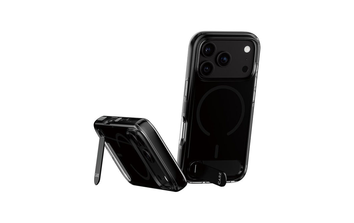 PanzerGlass CARE Kickstand – Backcover – für Apple iPhone 18 Pro Max / iPhone 17 Pro Max, PC+TPU, Smokey Schwarz