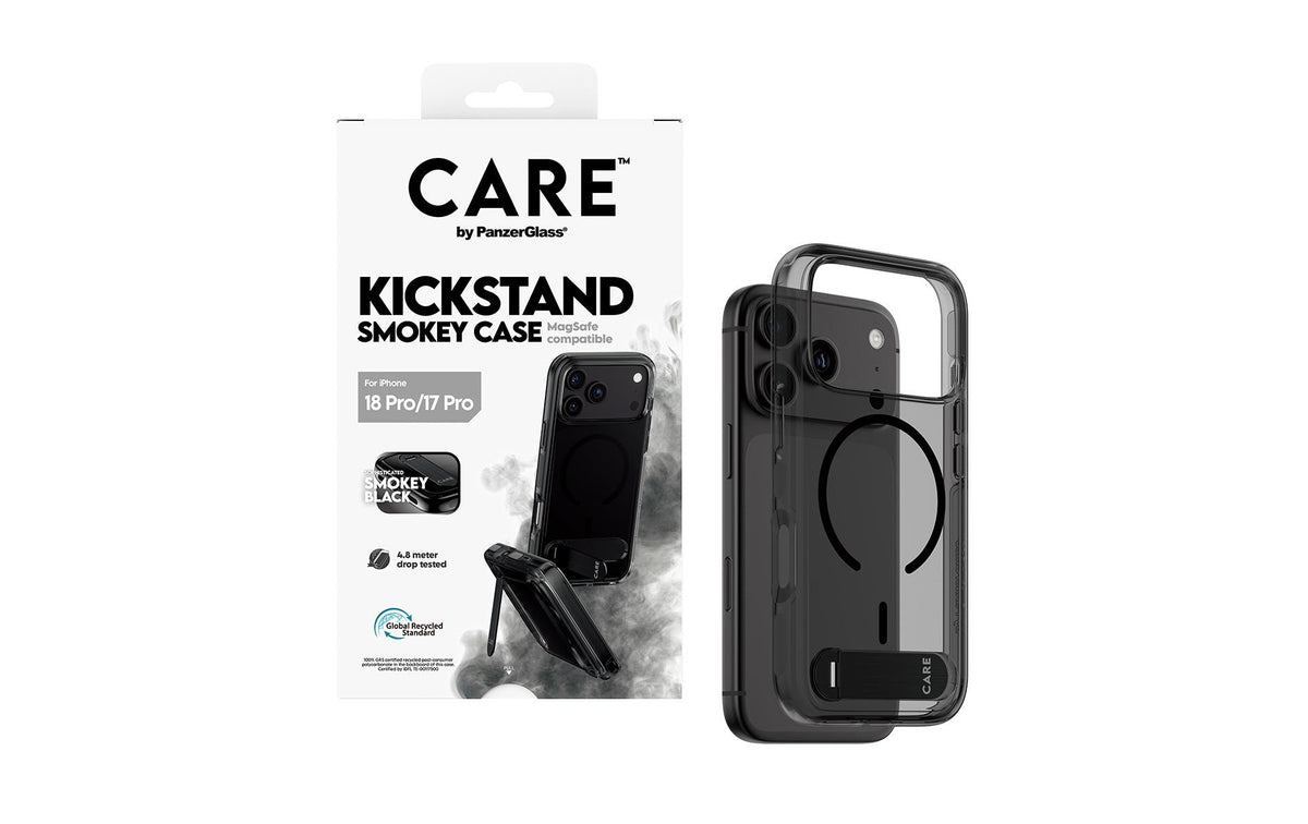 PanzerGlass CARE Backcover – für Apple iPhone 18 Pro/17 Pro, TPU, Smokey Black, bis 4,8 m sturzsicher