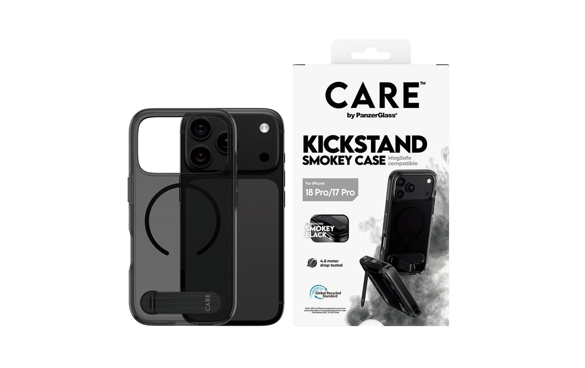 PanzerGlass CARE Backcover – für Apple iPhone 18 Pro/17 Pro, TPU, Smokey Black, bis 4,8 m sturzsicher