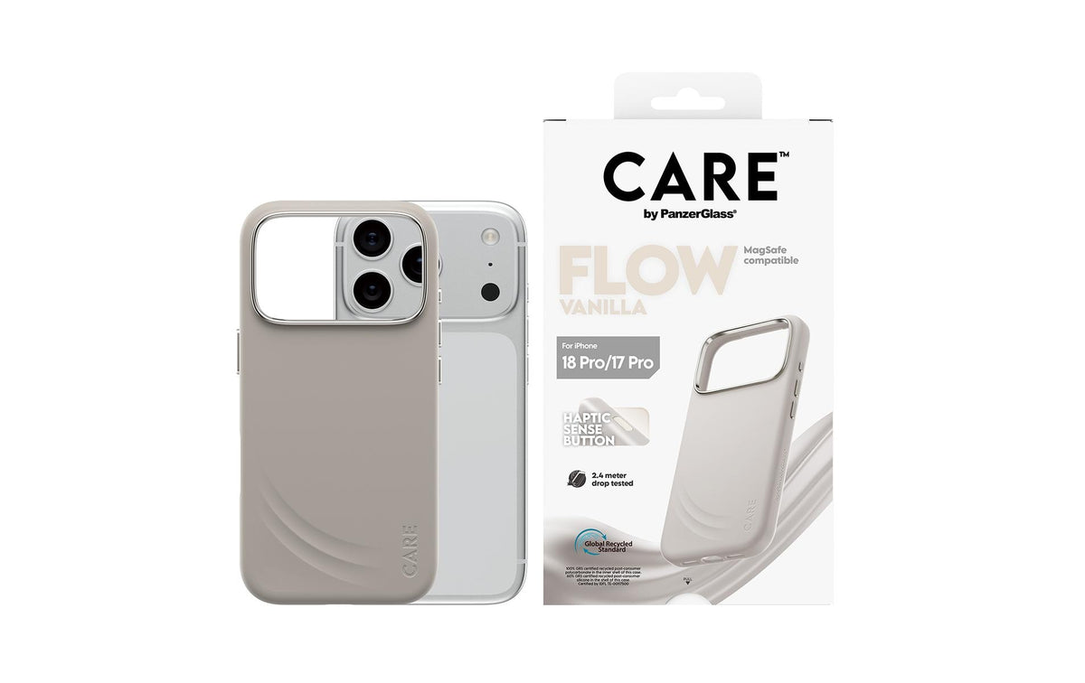 PanzerGlass CARE Flow – Backcover – für iPhone 18/17 Pro, MagSafe, Silikon, Vanilla, bis 3,6 m Sturzsicher