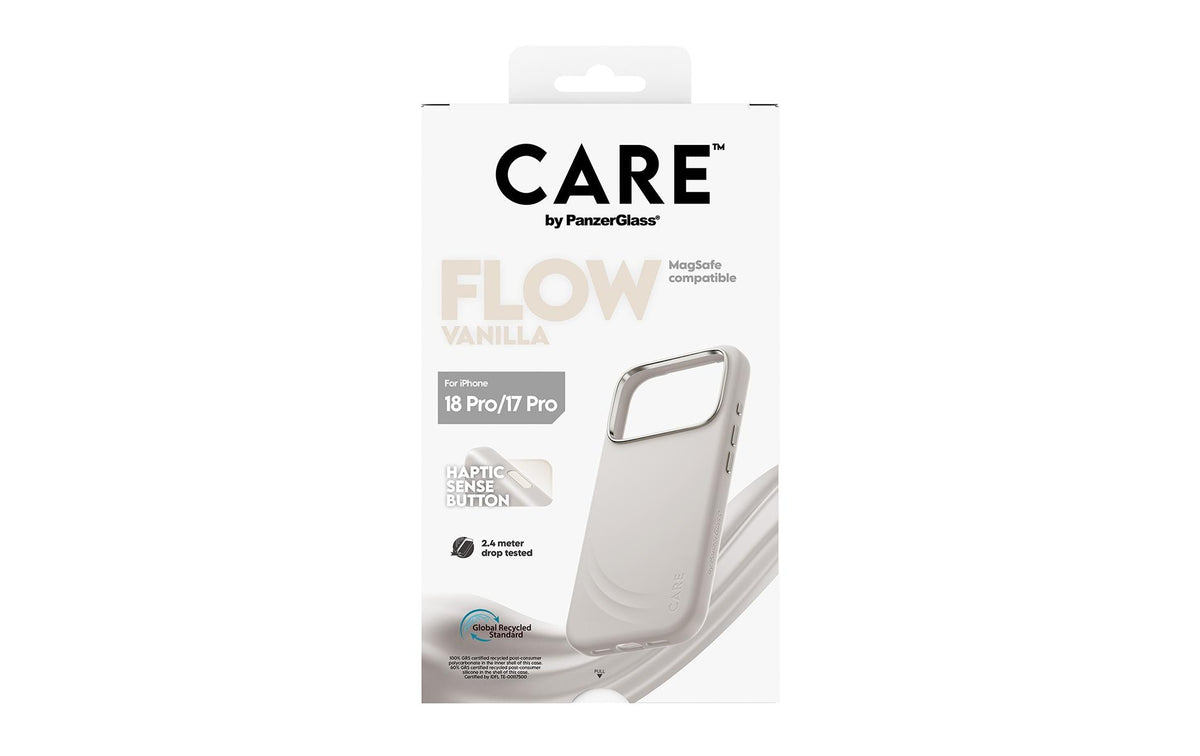 PanzerGlass CARE Flow – Backcover – für iPhone 18/17 Pro, MagSafe, Silikon, Vanilla, bis 3,6 m Sturzsicher