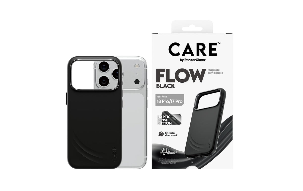 PanzerGlass CARE Flow – Backcover – für Apple iPhone 18/17 Pro, Silikon, Schwarz, bis 3,6 m Sturzsicher