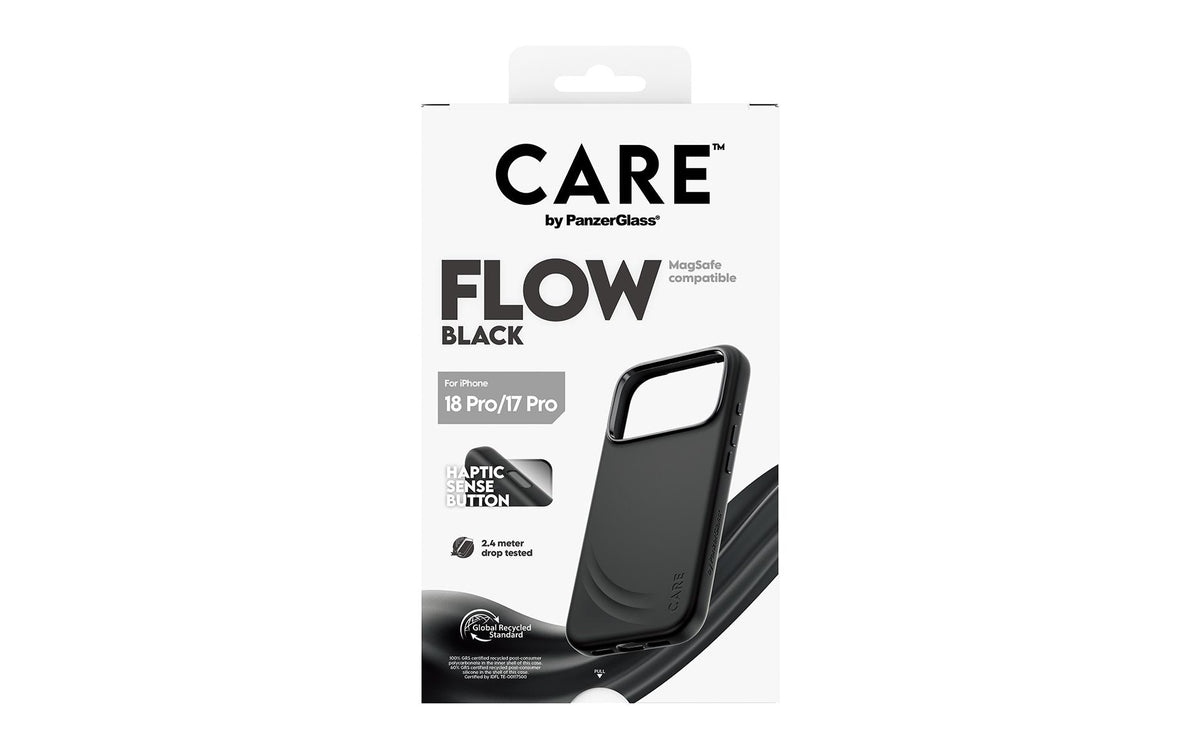 PanzerGlass CARE Flow – Backcover – für Apple iPhone 18/17 Pro, Silikon, Schwarz, bis 3,6 m Sturzsicher