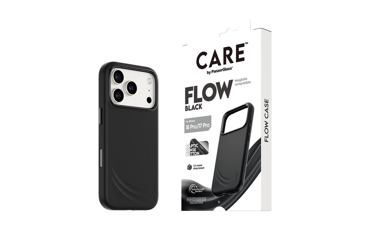 PanzerGlass CARE Flow – Backcover – für Apple iPhone 18/17 Pro, Silikon, Schwarz, bis 3,6 m Sturzsicher
