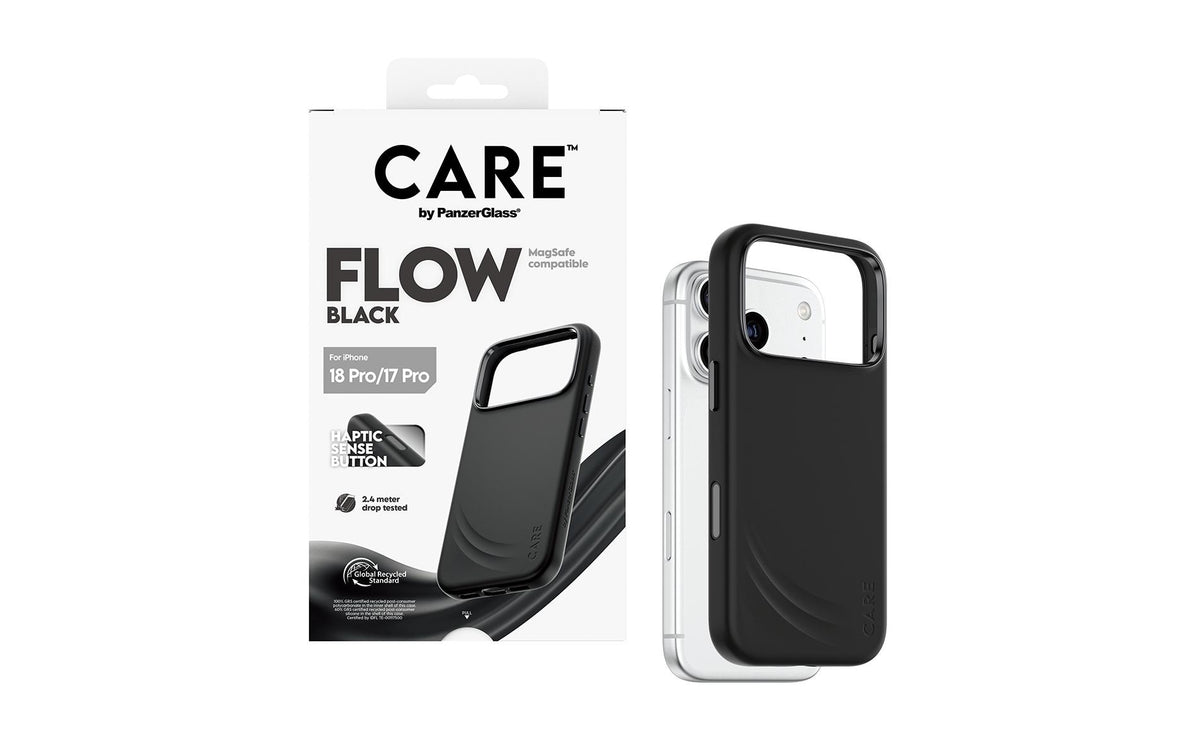 PanzerGlass CARE Flow – Backcover – für Apple iPhone 18/17 Pro, Silikon, Schwarz, bis 3,6 m Sturzsicher