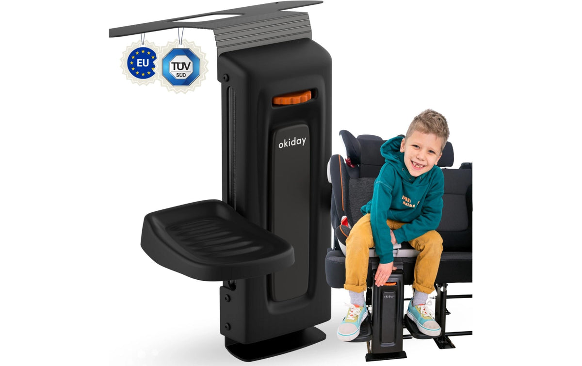 Okiday Fussstütze – Trittfläche 380 × 436 mm, schwarz, Metall