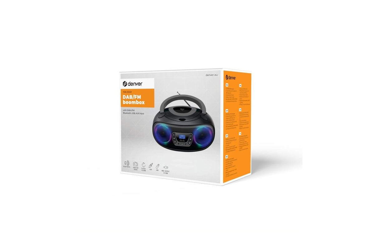 Denver TDB-212 – Tragbares DAB+ Radio, UKW, CD, Bluetooth – Grau