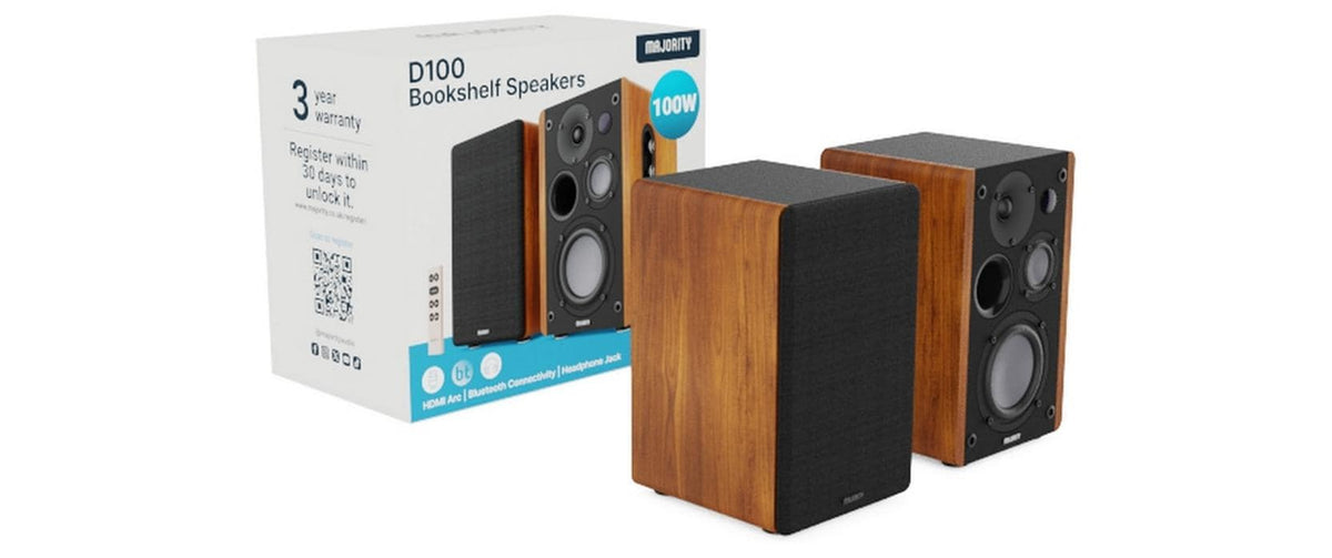 Majority D100 – Aktivlautsprecher – 3-Wege, 100 W, Braun