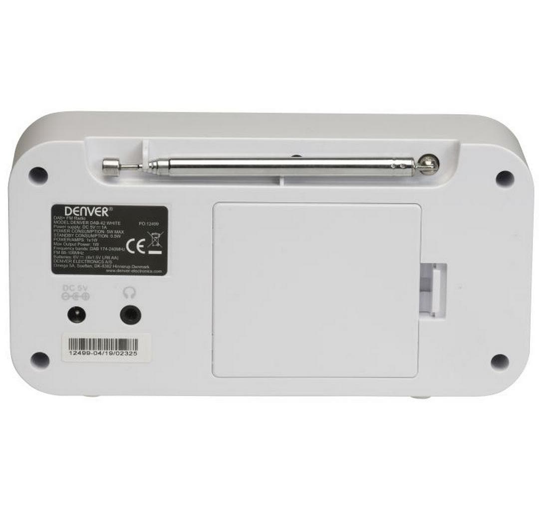 Denver DAB-42W – DAB+/UKW-Tischradio, Weckfunktion – Weiss