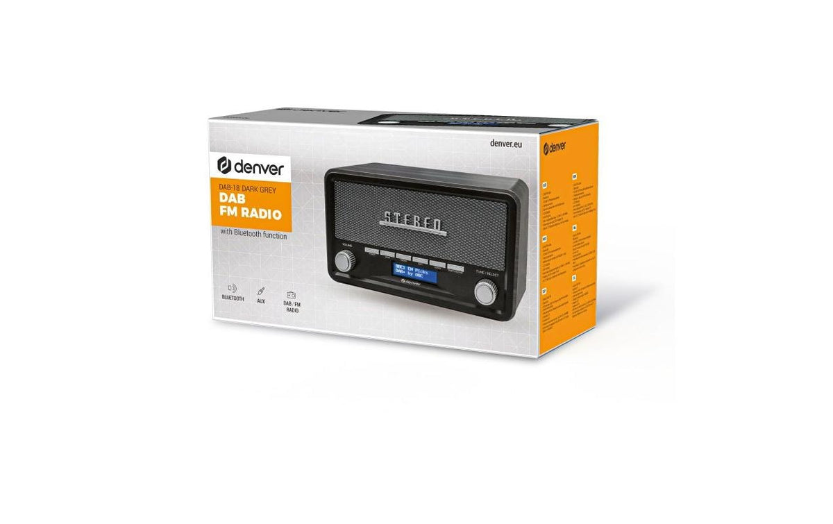 Denver DAB-18 – DAB+/UKW-Tischradio, Bluetooth – Dunkelgrau