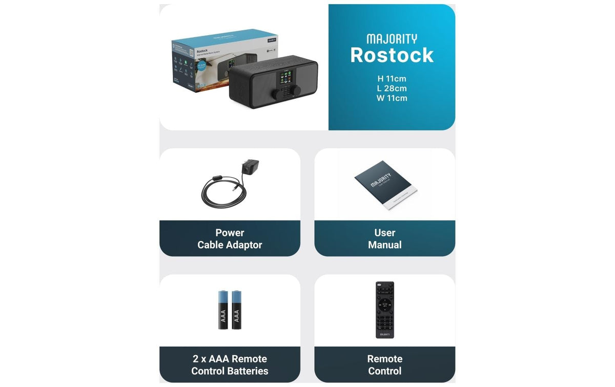 Majority Rostock – Internetradio, DAB+/UKW, Bluetooth, Weckfunktion