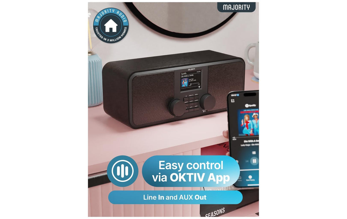 Majority Rostock – Internetradio, DAB+/UKW, Bluetooth, Weckfunktion