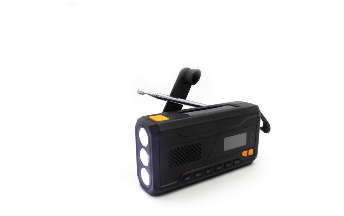 Denver SCD-2033 – Tragbares DAB+ Radio, UKW, Bluetooth 5.3, Powerbank, Akku 2'000 mAh, Solar/Dynamo – Schwarz