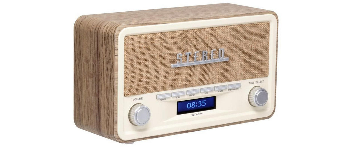 Denver DAB-18LW – DAB+/UKW-Tischradio, Bluetooth, Wecker – Braun