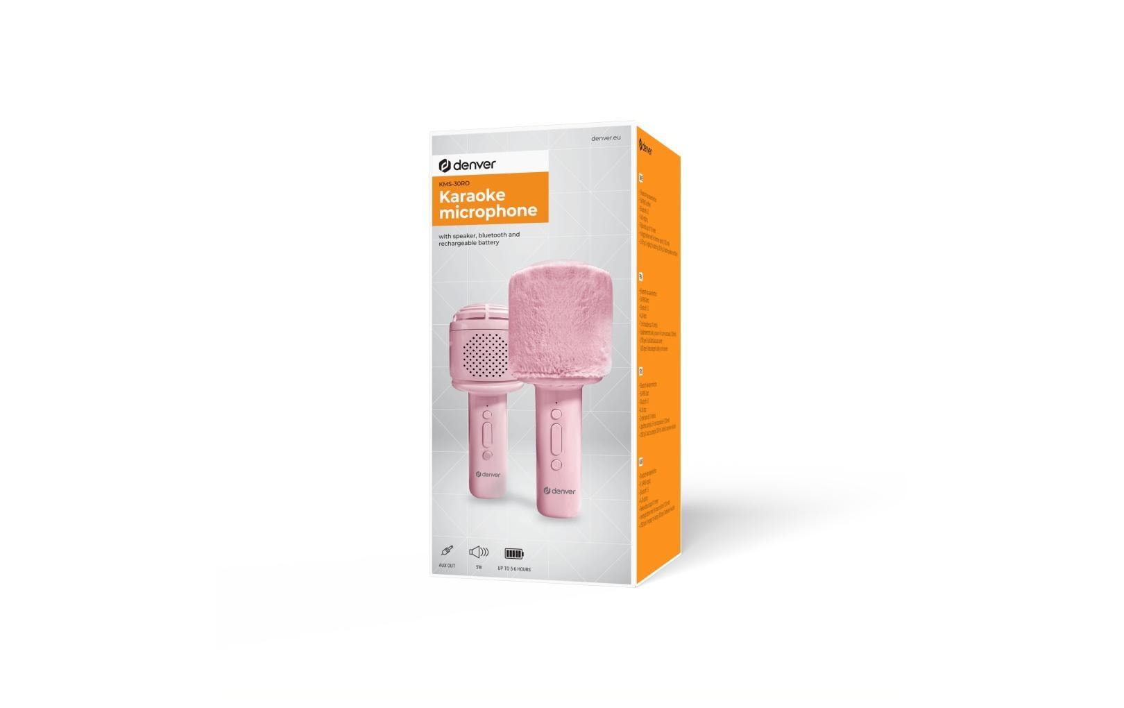 Denver KMS-30RO – Bühnenmikrofon – Bluetooth, Kabellos, Rosa