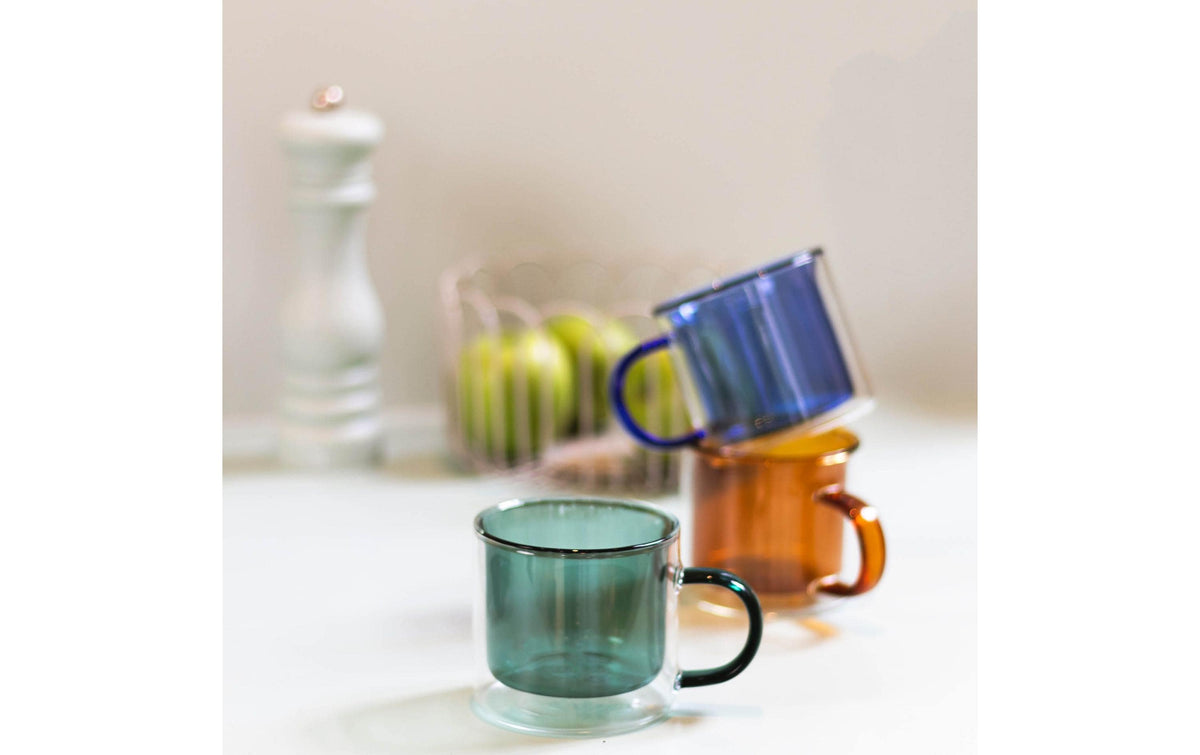 Ona Teetasse – 270 ml, Ø 8,5 cm, Borosilikatglas, Blau, doppelwandig