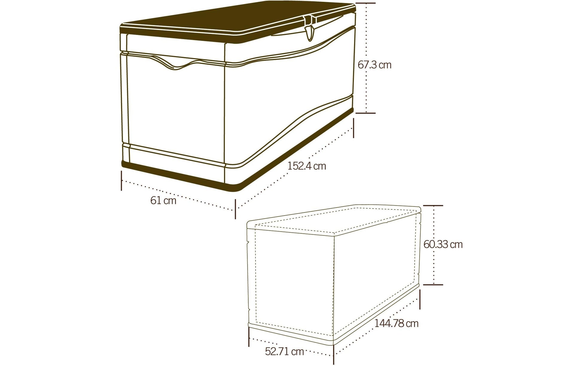 Lifetime Brands LIFETIME Aufbewahrungsbox 495 L – Kunststoff – Beige – UV-Schutz, Wasserfest – 1500 × 680 × 610 mm