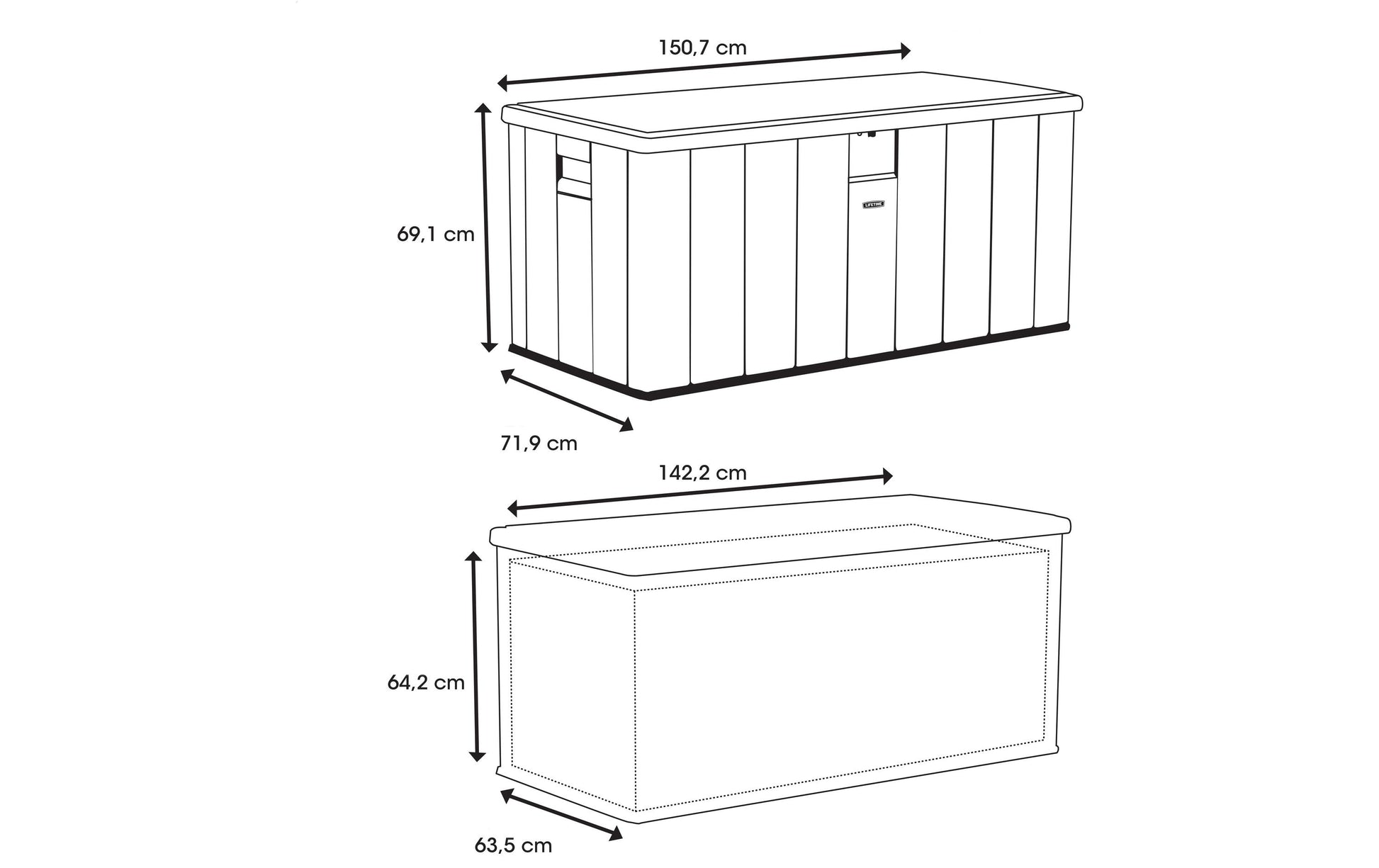 Lifetime Brands Lifetime Kissenbox Aufbewahrungsbox 568 l – Kunststoff – Sand – 1510 × 700 × 720 mm