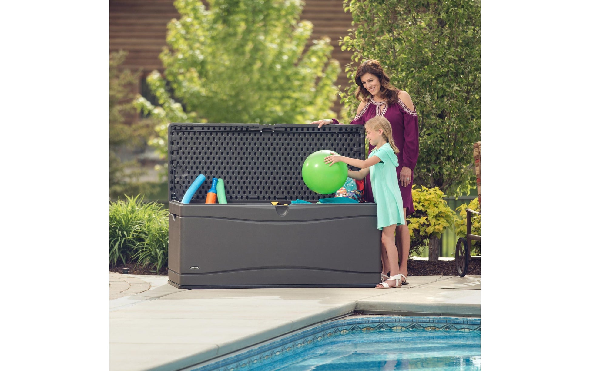 Lifetime Brands Lifetime Kissenbox Aufbewahrungsbox 495 l – Kunststoff – Anthrazit – Wasserfest – 1530 × 680 × 610 mm