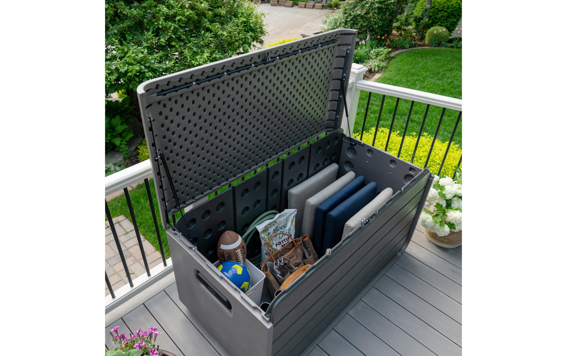 Lifetime Brands Lifetime Aufbewahrungsbox 625 L – Kunststoff – Anthrazit – UV-beständig, wasserfest – 1467 × 772 × 724 mm