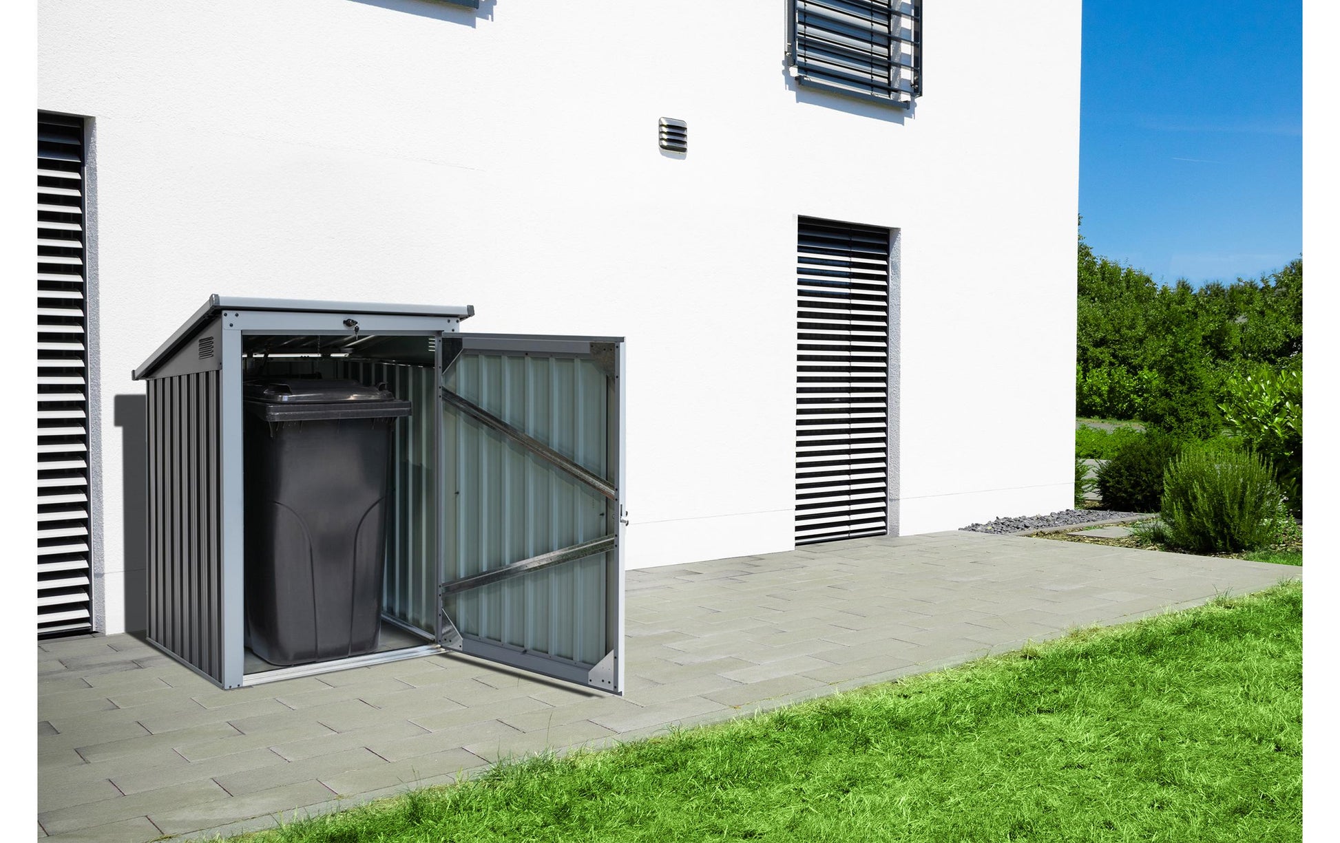 Westmann Mülltonnenbox 240 l – Stahl – Anthrazit – Witterungsbeständig, Kratzfest – 1040 × 1340 × 1010 mm