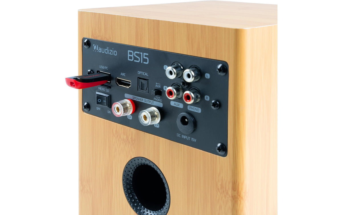 Audizio BS15-BMB – Aktivlautsprecher – 60 W, Bambus, Braun