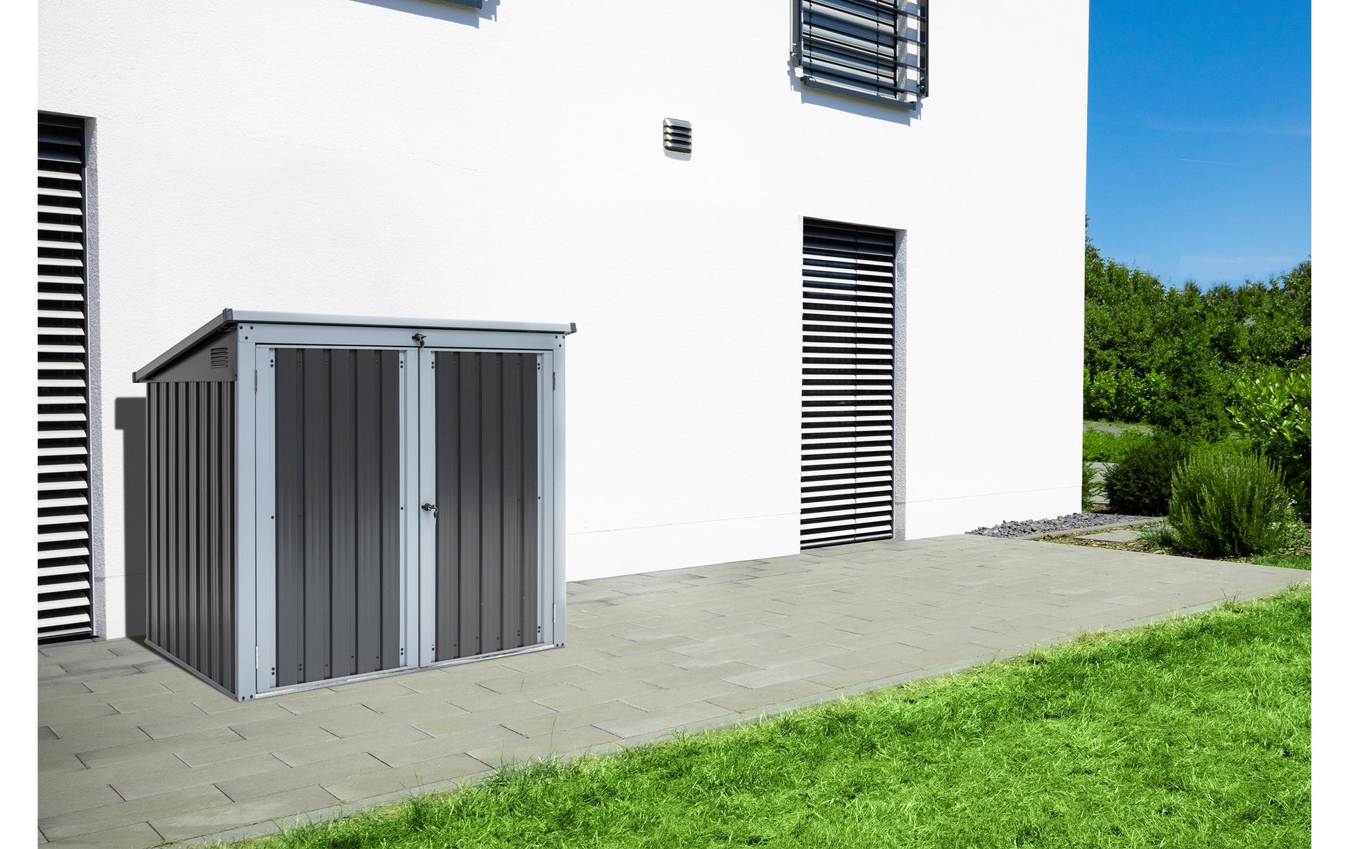 Westmann Recyclingbox – 480 l – Stahl, Rechteckig – 2-fach – Anthrazit – Witterungsbeständig