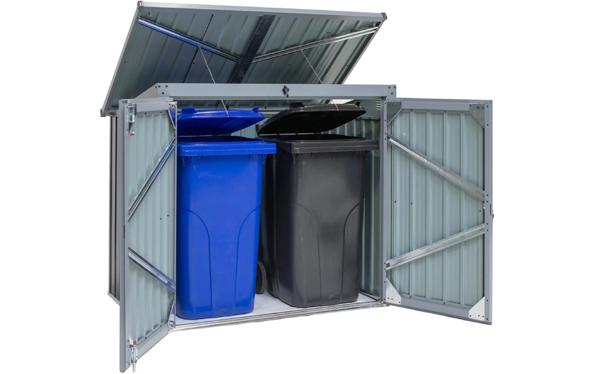 Westmann Recyclingbox – 480 l – Stahl, Rechteckig – 2-fach – Anthrazit – Witterungsbeständig