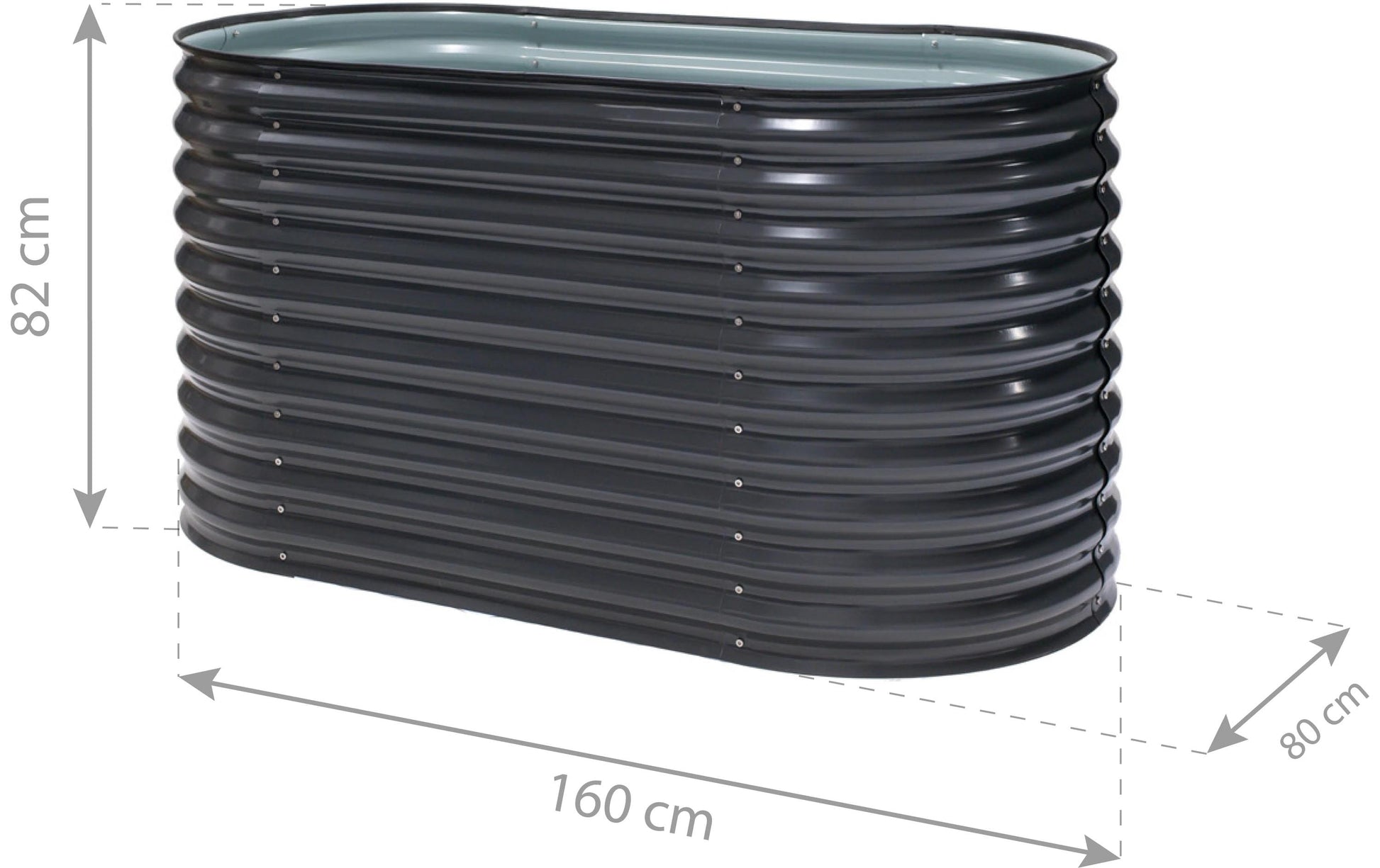 Westmann Hochbeet – 160 × 82 × 80 cm – Stahl, Anthrazit