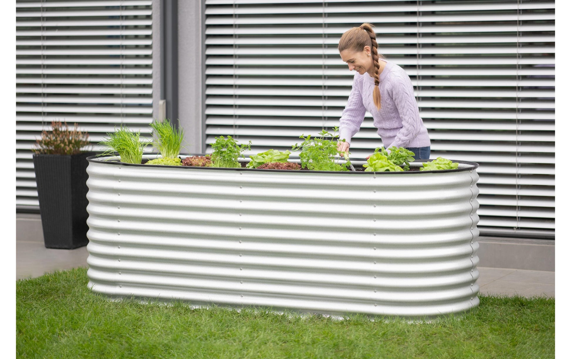 Westmann Grow Faster Hochbeet – 240 × 82 × 80 cm – Kautschuk & Stahl, Silber