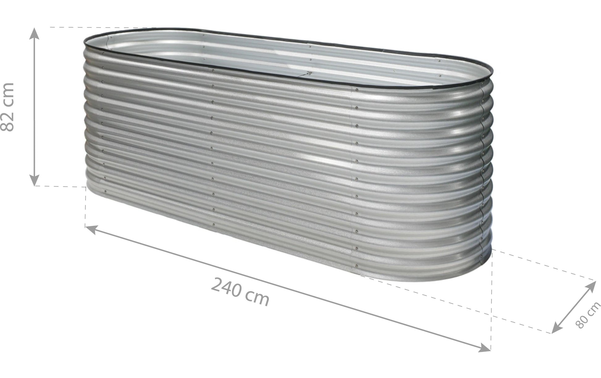 Westmann Grow Faster Hochbeet – 240 × 82 × 80 cm – Kautschuk & Stahl, Silber