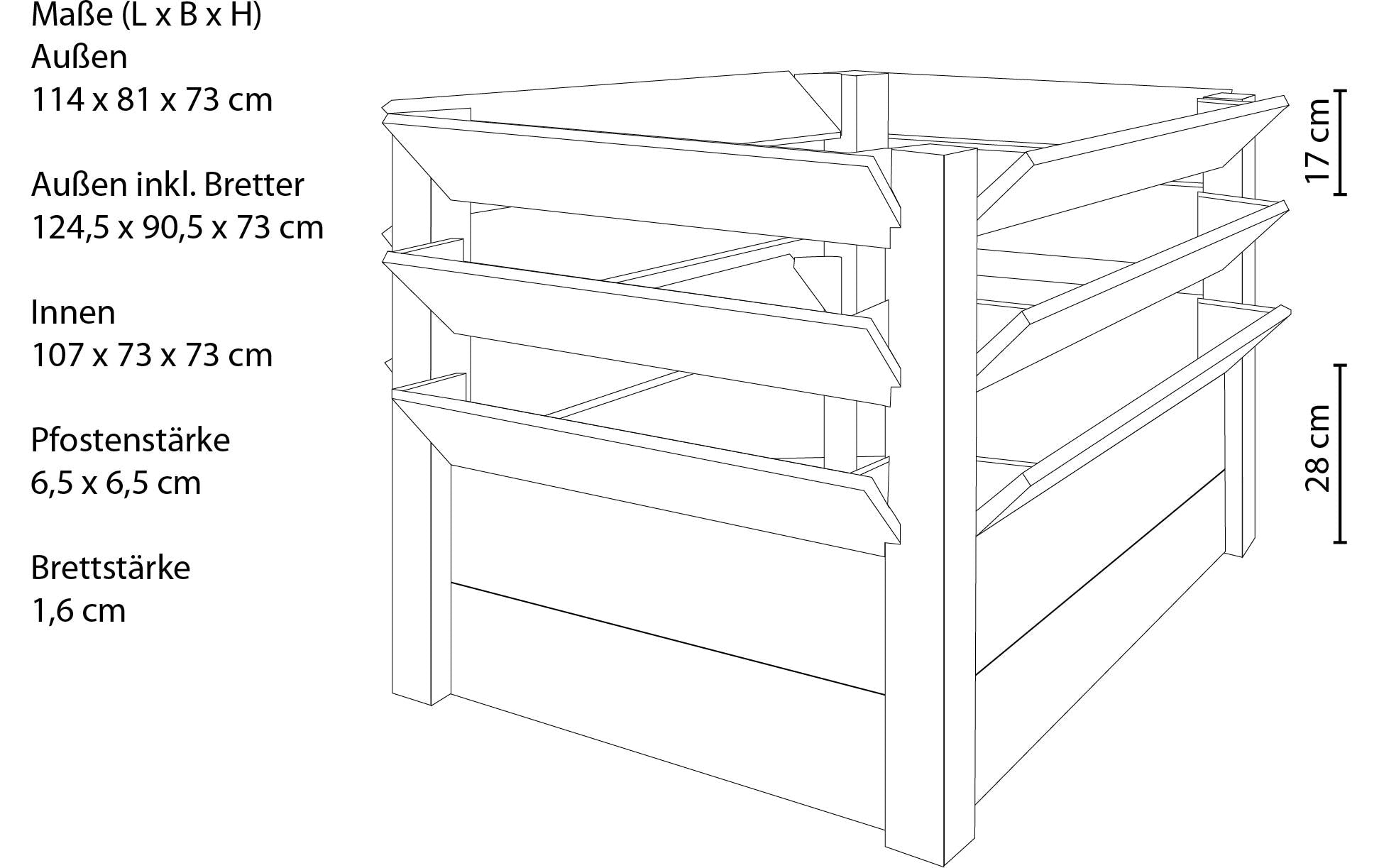 Westmann Hochbeet – 124 × 73 × 91 cm – Lärche