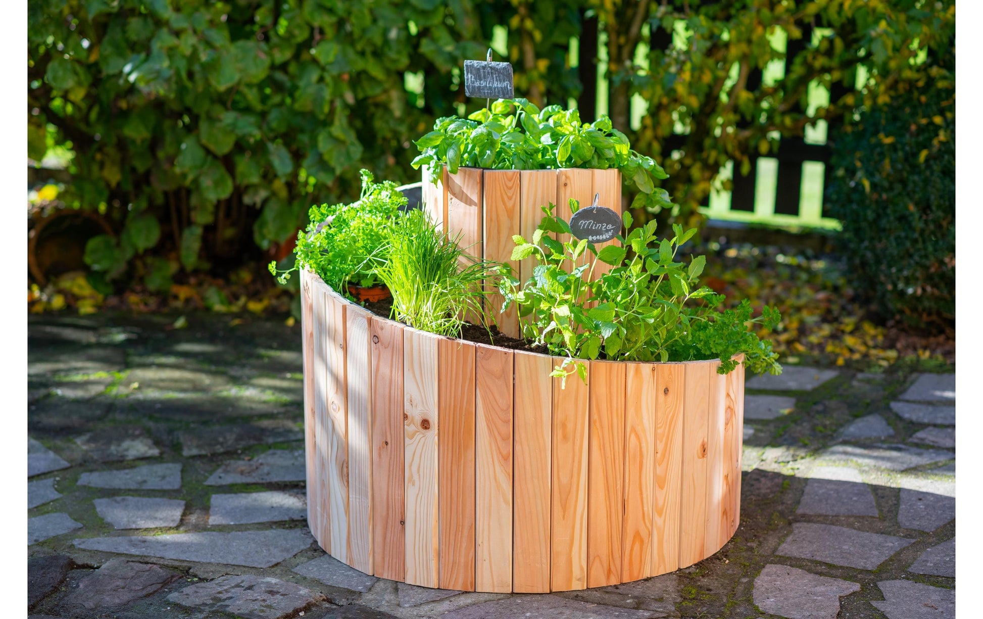 Westmann Kräuterspirale Luise – 55 × 77 × 55 cm – Lärche, für Balkon, Garten & Terrasse